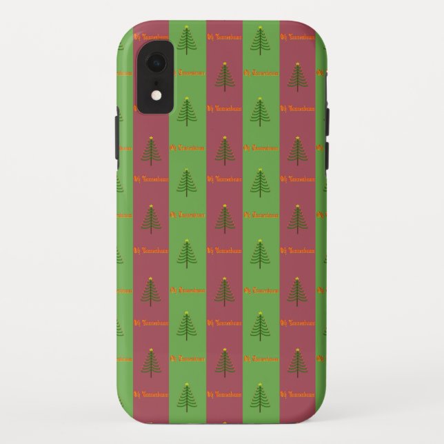 Coques Case-Mate iPhone Vieux Monde Arbre de Noël Motif À feuillage persis (Dos)