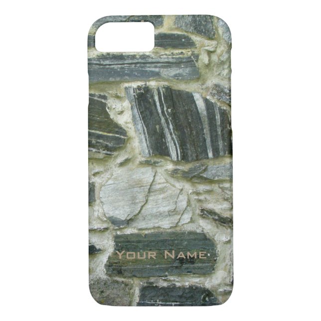Coques Case-Mate iPhone Vieux mur en pierre avec le nom (Dos)