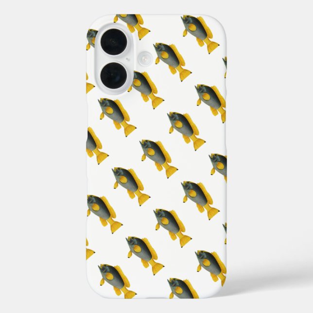 Coques Case-Mate iPhone Vieux poissons perroquets bleus et jaunes, Vie mar (Verso)