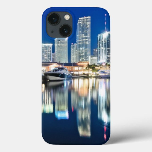 Coques Case-Mate iPhone View of skyline with reflection in water, Miami (Verso)