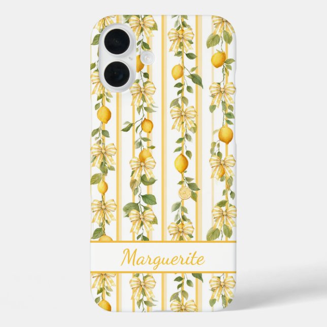 Coques Case-Mate iPhone Vignes de Citron avec des Nœuds Coquettes Monogram (Verso)