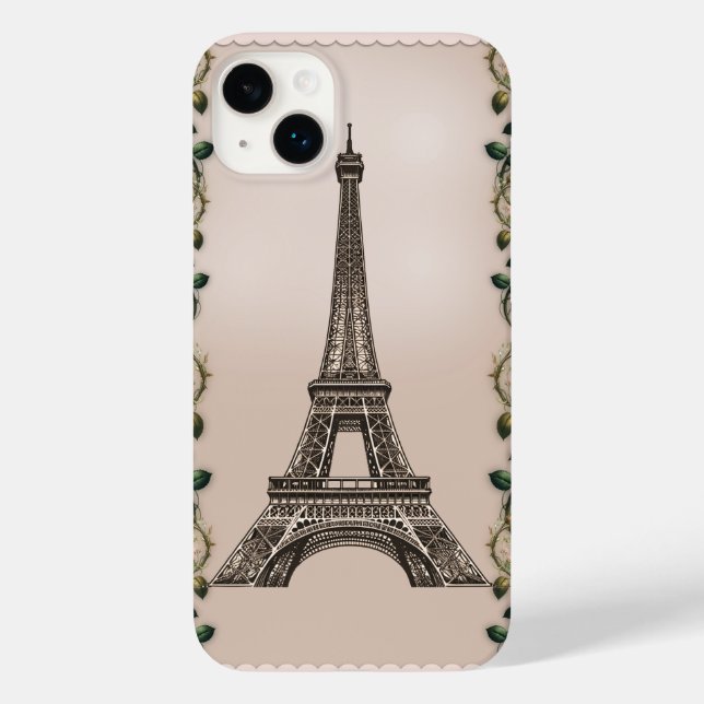 Coques Case-Mate iPhone Vignes de roses roses de Paris Tour Eiffel shabby  (Verso)
