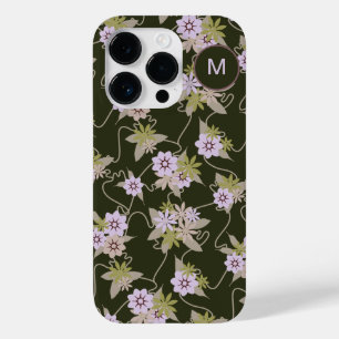 Coque Case-Mate iPhone Vignes florales rose et noire monogrammes
