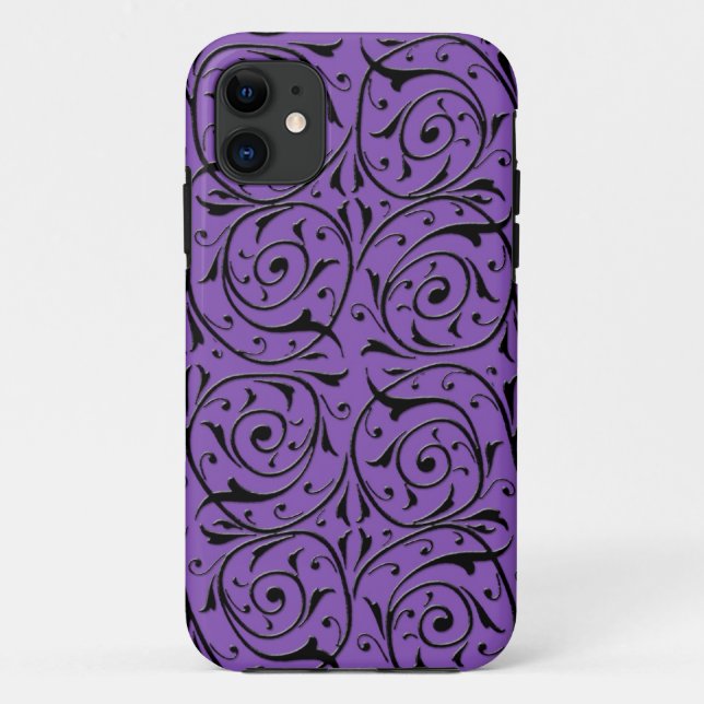 Coques Case-Mate iPhone Vignes Tourbillonnantes Abstraites Violettes et No (Dos)
