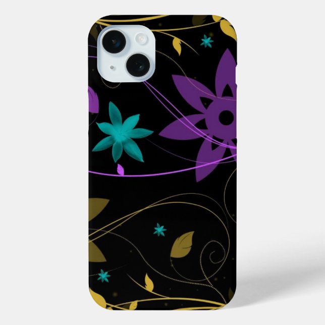Coques Case-Mate iPhone Vignoble floral pourpre et turquoise (Verso)