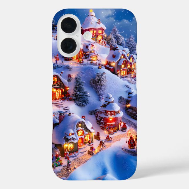 Coques Case-Mate iPhone Village de Noël fantaisiste des collines enneigées (Verso)