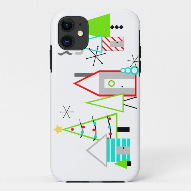 Coques Case-Mate iPhone village de Noël moderne du milieu du siècle (Dos)