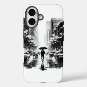 Coque Pour iPhone 16 Ville de Neon Noir Rainy