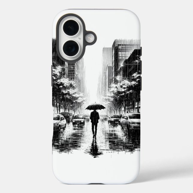 Coques Case-Mate iPhone Ville de Neon Noir Rainy (Verso)