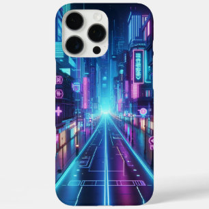 Coque iPhone 16 Pro Max ville futuriste de néon