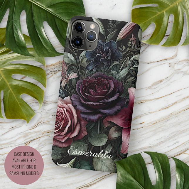 Coques Case-Mate iPhone Vin gothique Rose rouge Art botanique peinture (Créateur téléchargé)