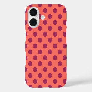 Coque Pour iPhone 16 Vin rouge et corail vivant pois