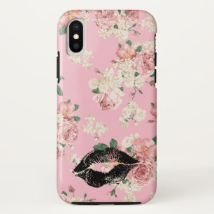 Case-Mate iPhone Case Vinage Floral Motif Black Lipstick Baiser