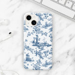 Coque Case-Mate iPhone Vintage Anglais Floral Toile de Jouy-Blue<br><div class="desc">Belle toile de jouy sans soudure motif adaptée d'un modèle anglais gravé par John Munns vers 1770 avec ruines classiques,  port maritime,  berger et guirlandes florales. Bleu sur arrière - plan blanc.</div>
