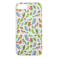Vintage Birds Motif, Colorful parakeet motif
