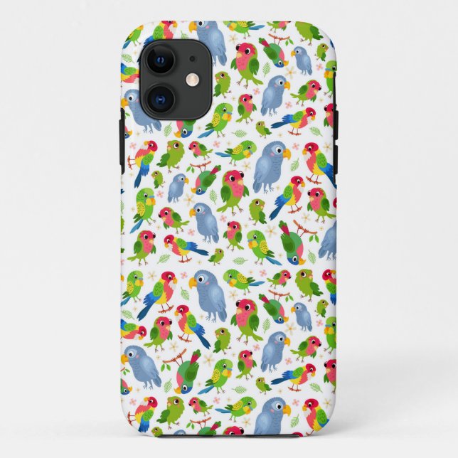Coques Case-Mate iPhone Vintage Birds Motif, Colorful parakeet motif (Dos)