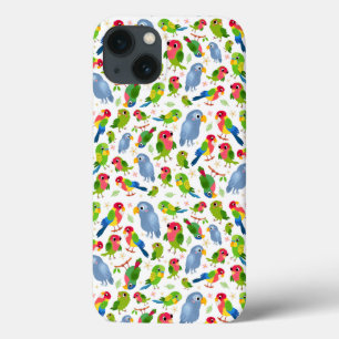 Case-Mate iPhone Case Vintage Birds Motif, Colorful parakeet motif