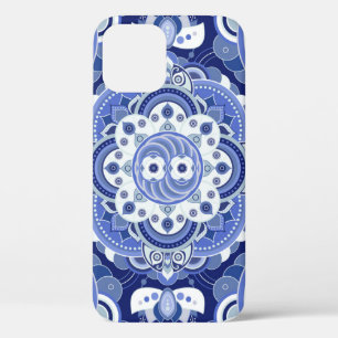 Case-Mate iPhone Case Vintage bleu géométrique, ornement indien.