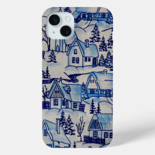 Coque Case-Mate iPhone Vintage Blue Christmas Village