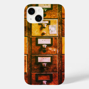 Coque Case-Mate iPhone Vintage catalogue de cartes de bibliothèque bois
