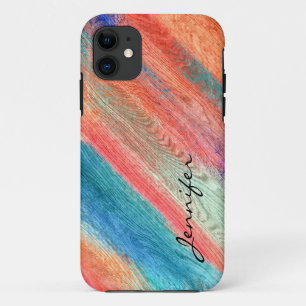 Coques Pour iPhone Vintage Colorful Wood Grain Texture #6
