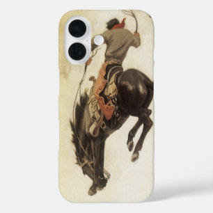 Coques iPhone 16 Vintage Cowboy, Bronco Buster Study par NC Wyeth