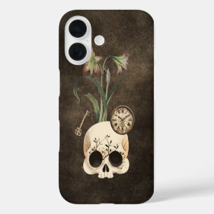 Coque Pour iPhone 16 Vintage crâne gothique floral