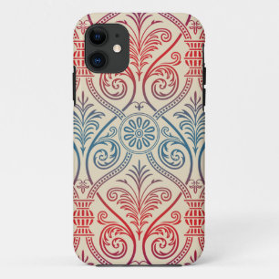 Coque Case-Mate Pour iPhone Vintage Damask Wallpaper - bleu violet rouge