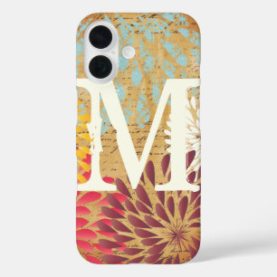 Coques iPhone 16 Vintage Emphasis Moderne Fleur Monogramme Galaxie