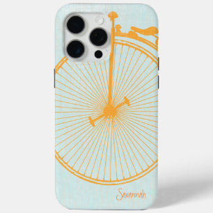 Coque iPhone 15 Pro Max Vintage fille Orange Lime Aqua Vélo Lin
