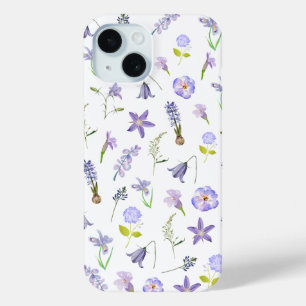 Coque Case-Mate iPhone Vintage Fleur violet Floral Vert Feuilles Boho