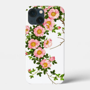 iPhone 13 Mini Case Vintage fleurs de cerises japonaises, rose et or