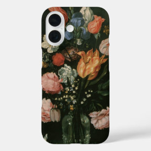Coques iPhone 16 Vintage Floral Baroque, Vase de fleurs dans une ni
