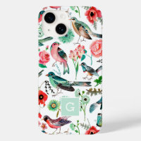 Vintage Floral Birds Motif botanique