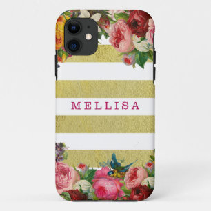 Etui iPhone Case-Mate Vintage Floral Monogramme Or Blancs