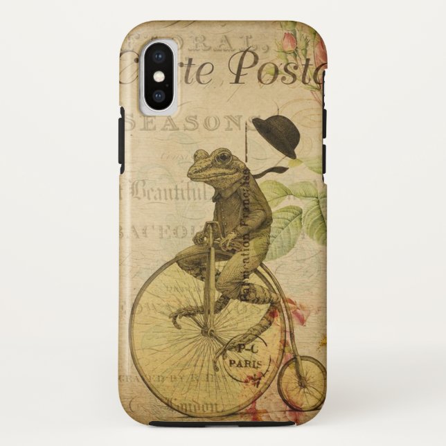 Coques Case-Mate iPhone Vintage French Postcard Frog Riding (Dos)