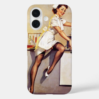 Coque Pour iPhone 16 Vintage Gil Elvgren Retro Nurse Pin Up Girl
