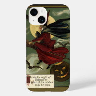 Coque Case-Mate iPhone Vintage Halloween sorcière Broomstick avec chat