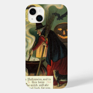 Coque Pour iPhone 14 Plus Vintage Halloween sorcière Stirring Magique Cauldr