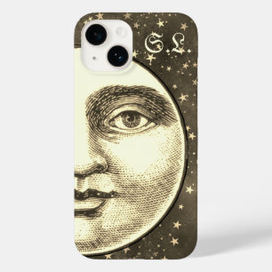 Coque Case-Mate iPhone Vintage homme dans la lune pleine lune face sepia