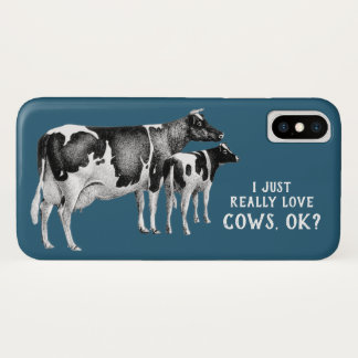 Case-Mate iPhone Case Vintage J'Aime Vraiment Les Vaches | Texte blanc