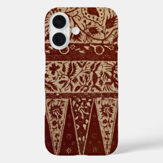 Coques iPhone 16 Vintage Javanais Batik Textile Fond d'écran Motif