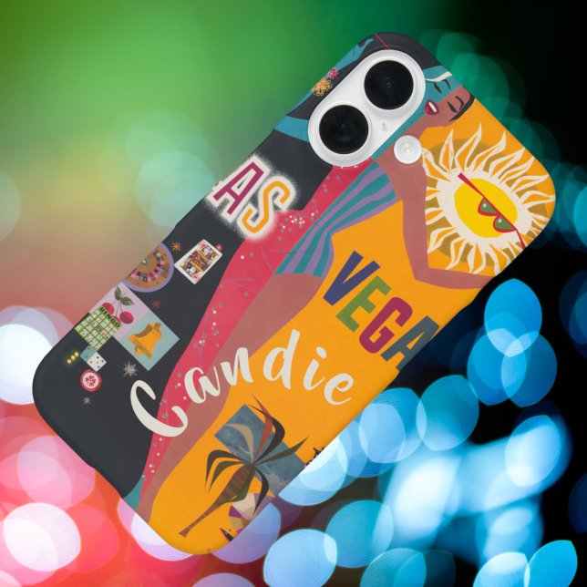 Coques Case-Mate iPhone Vintage Las Vegas Bachelorette Weekend Party (Retro Bachelorette Party in Las Vegas personalized iPhone Case! Easy to customize with your name!)