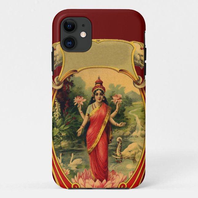 Coques Case-Mate iPhone vintage Lotus Fleur Déesse hindoue Lakshmi (Dos)