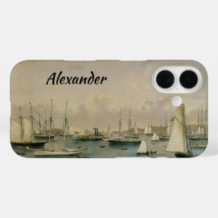 Coque Pour iPhone 16 Vintage Maritime, Escadre de yachts à Newport Harb