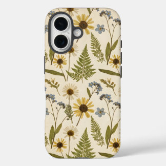 Coque Pour iPhone 16 Vintage Meadow Botanical – Pressed Wildflower 