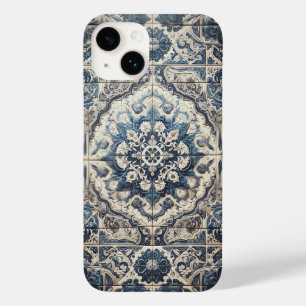 Coque Case-Mate iPhone Vintage Méditerranéen Bleu et Blanc Ornemental En