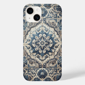 Coque Case-Mate iPhone Vintage Méditerranéen Bleu et Blanc Ornemental En
