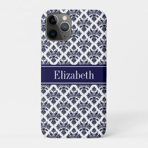 Case-Mate iPhone Case Vintage Navy Blue Whats Damask #3 Nom de la marine