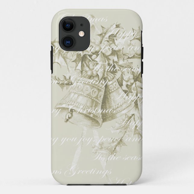 Coques Case-Mate iPhone Vintage Noël cloches neutres (Dos)